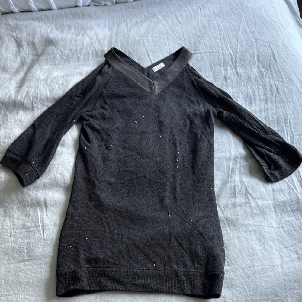 Brunello Cucinelli Open Shoulder Sweater Dress with Monili and Sequin detail